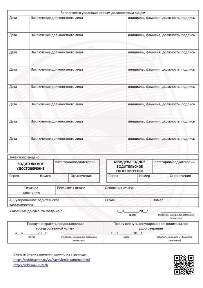 Образец заявления о выдаче водительского удостоверения