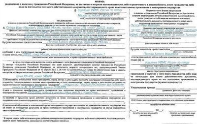 Форма уведомления о втором гражданстве