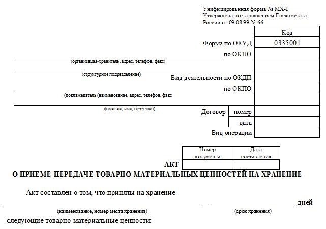 Какие данные должны быть указаны в документе МХ1?