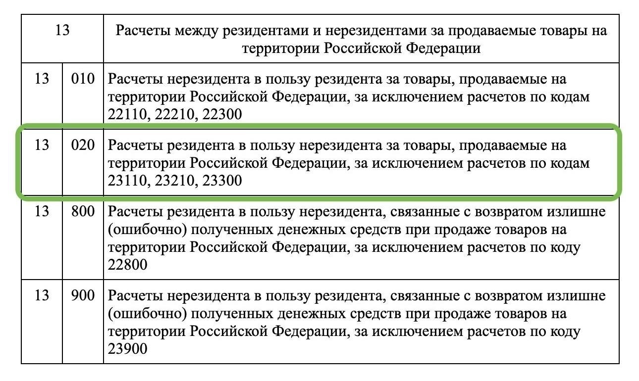 Определение различных типов кодов оплаты