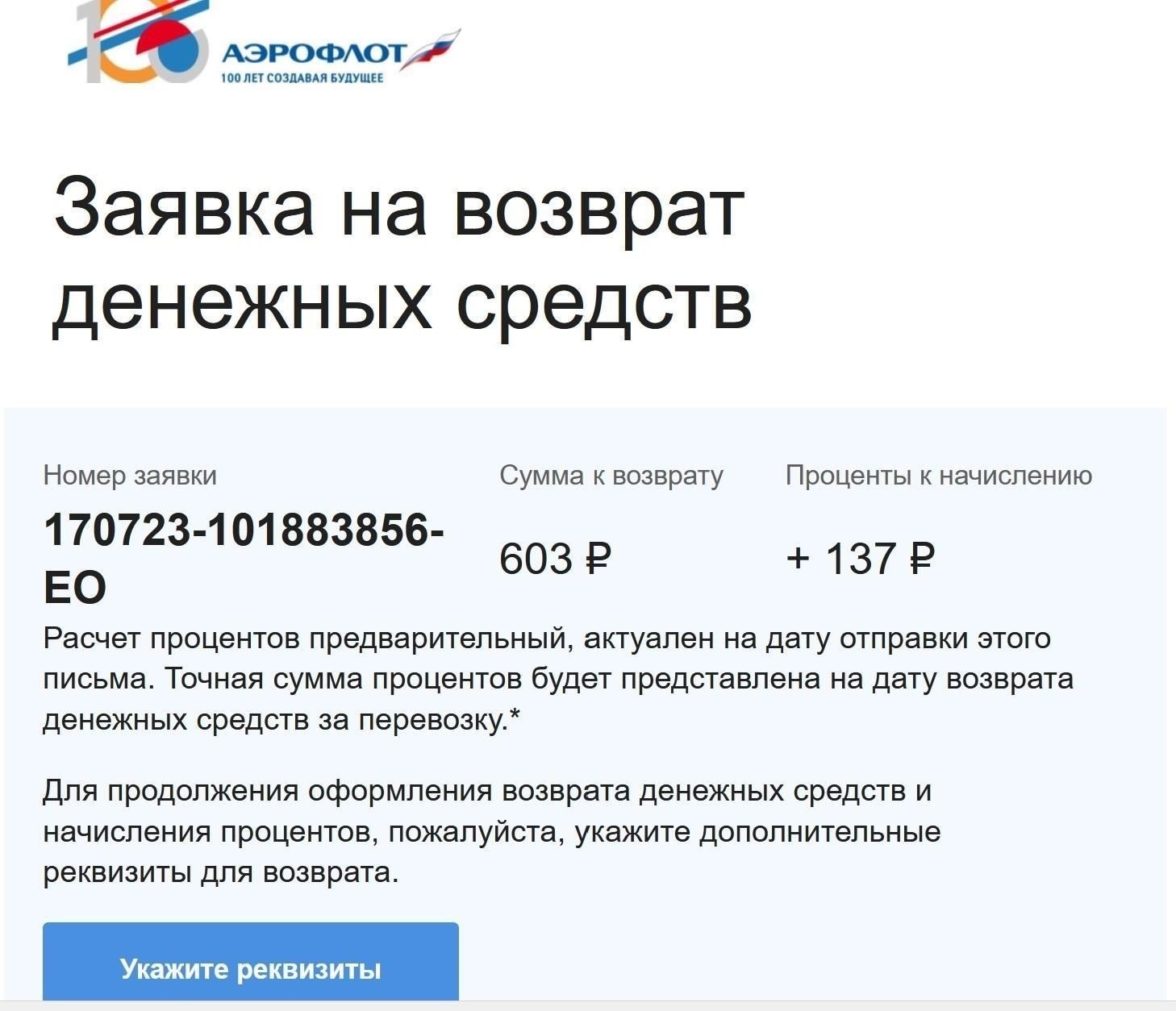 Процедура возврата средств и выплаты процентов за неиспользованные билеты